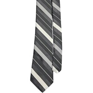 Johnny Carson‎ Tie Stripe Gray Black Diagonal Classic Necktie Officecore Vintage